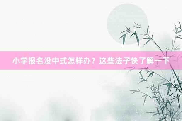 小学报名没中式怎样办？这些法子快了解一下